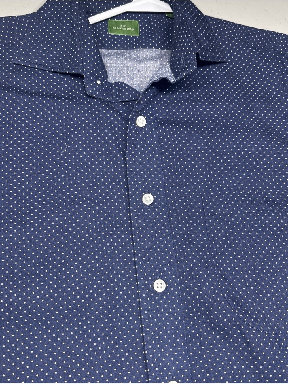 Sid Mashburn Shirt Mens S Geo Blue Long Sleeve Pocket Casual 100% Cotton Office